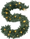6.56 Ft Christmas Norfolk Pine Garland with 8 Lighting Mode Lights, Outdoor Indoor Artificial Christmas Greenery Garland for Table Fireplace Staircase Front Door Porch Wall Home Decoration