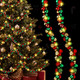 Hiboom 2 Pcs 12 Feet LED Christmas Garland Balls Ornaments Xmas Hanging Bulb Ball Garland with Lights Xmas Tree Balls Decor for Christmas Tree Fireplace Party Holiday Decor (Red, Green, Gold)