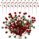 Hiboom 30 Pcs Christmas Glitter Ball Picks 14 Inch Artificial Curly Spray Ball Sticks Decorative Stem Picks for Holiday Wedding Vase Fillers Xmas Tree Topper DIY Wreath Crafts Decor (Red and Green)