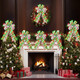 Hiboom 2 Pack Lighted Christmas Tree Topper Bows, 20 x 12'' Large Christmas Wreath Bow Tree Topper, Red Green White Candy Ribbon Bows for Xmas Ornament Holiday Front Door Fireplace Home Decorations