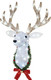 Christmas Wall Decor Reindeer Head with Clear 60 Count Lights，3D Rudolph Hanging Wreath with Battery Operated, 8 Modes & Timer, Light Up for Xmas Holiday Christmas Décor