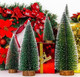 6 Pcs Small Christmas Trees Bottle Brush Christmas Trees Christmas Decorations, Small Christmas Pine Tree with Wooden Base for Christmas Table Decorations (6 Size)