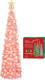 HMASYO 5 FT Pop Up Christmas Tree with Timer Lights, Pink Tinsel Christmas Tree, Collapsible Artificial Pencil Christmas Tree for Indoor Home Apartment Porch Holiday Party Decorations