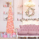 HMASYO 5 FT Pop Up Christmas Tree with Timer Lights, Pink Tinsel Christmas Tree, Collapsible Artificial Pencil Christmas Tree for Indoor Home Apartment Porch Holiday Party Decorations