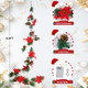 Christmas Garland 6.8FT Real Touch Norfolk Pine Garland Poinsettia Christmas Mantle Garland with 30 Lights Red Berry Cones for Fireplace Party Holiday Door Table Staires Railing Decor