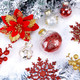 HOHY 72pcs Christmas Ornaments Set Christmas Tree Decorations Red and Gold Christmas Ornaments Ball Shatterproof Ornaments with Snowflake, Glitter Poinsettia Flowers, Glitter Berries Stems, Ribbon
