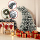 Whimsical Christmas Tree 5 FT Artificial Bendable Christmas Trees White Snow Flocked Holiday Xmas Tree Curved Shape Plastic Trees with Metal Foldable Stand Christmas Decoration Indoor Room