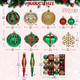 Hollyone Christmas Balls Ornaments Set, 50pcs Glitter Red Green and Gold Shatterproof Christmas Ball Snowflakes Tree Ornaments Hanging Ball Decoration for Xmas Tree Wreath Garland Wedding Home Decor