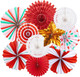 Christmas Hanging Decorations Indoor, Red Gold Peppermint Candy Hanging Christmas Decorations, Hanging Paper Fans, Xmas Wall Décor, Classroom Decorations for Xmas Holiday Ceilings Wall
