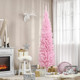 HOMCOM 7' Artificial Pencil Christmas Tree, Slim Xmas Tree with 499 Realistic Branch Tips and Plastic Stand, Pink