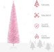 HOMCOM 7' Artificial Pencil Christmas Tree, Slim Xmas Tree with 499 Realistic Branch Tips and Plastic Stand, Pink