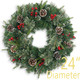 Christmas Wreath Snowy Pre-lit 24 inch with 50 Light & Pine Cone, Artificial Christmas Wreaths for Front Door with Lights, Wreath for Christmas Decoration Door Windows Wall Green