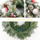 Flocked Christmas Wreath Pre-lit 24 inch with 50 Light & Red Ball Pine Cone, Artificial Christmas Wreaths for Front Door with Lights, Wreath for Christmas Decoration Door Windows Wall Green