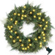 Christmas Wreath Pre-lit 24 inch with 100 Light & Cupressus Tips, Artificial Christmas Wreaths for Front Door with Lights, Wreath for Christmas Decoration Door Windows Wall Green Plug in