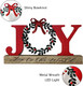 Christmas Decorations for Home LED Lighted Joy Sign with Wreath Farmhouse Wooden Rustic Tabletop Decorative Sign Xmas Holiday Home Decor Indoor Room