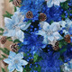 Hommtina 56 Pcs Christmas Decorations, 4 Styles Poinsettias Artificial Christmas Flowers Glitter Berries Stems Ornaments Tree with Pine Cones & Stems for Xmas Wedding DIY Wreath Floral Party (Blue)