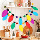 3 Pcs Felt Christmas Garland Colorful Felt Ball Christmas Light Bulb Garland Decor Xmas Rainbow Bulbs Tassels Garland for Home Christmas Tree Wall Party Decorations