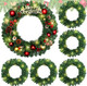 Hotop 6 Pcs 24 Inch Pre Lit Christmas Wreath with Lights Large Artificial LED Christmas Front Door Wreath for Xmas Holiday Party Decorations Fireplaces Porch Wall Ornament
