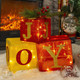 Hourleey Set of 3 Christmas Lighted Boxes, Pre-lit 60 LED Light Up Joy Present Boxes Ornament Decorations for Indoor Outdoor Xmas Tree Home Yard Lawn Decor
