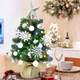 Tabletop Christmas Trees with Lights - HOYECHI Mini Christmas Tree 24 in, Small Light Up 2 ft Christmas Tree with 40 LED Lights & Ornaments Top Star for DIY, Christmas Decoration, Silver & White