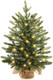 Mini Christmas Trees 24" with 25 LED Lights, 2 ft Decorated Burlap Artificial Tabletop Christmas Trees Home Party Decoration for Kitchen Dining Room Window
