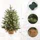 Mini Christmas Trees 24" with 25 LED Lights, 2 ft Decorated Burlap Artificial Tabletop Christmas Trees Home Party Decoration for Kitchen Dining Room Window