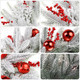 Christmas Wreath, 24inch Wreaths, Artificial Wreaths for Front Door, White Faux Fir with Red Ornaments and Berries wreaths in Autumn and Winter, Indoors,Outdoors, corridors, Offices. (White)
