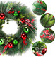 Christmas Wreath, 24inch Wreaths, Artificial Wreaths for Front Door, with Wreath Hanger, Autumn and Winter, Indoors,Outdoors, corridors, Offices. (Green)