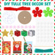 Hungdao 3 Set DIY Christmas Tree Craft Kit Christmas Tabletop Decorations 12 Inch Tulle Christmas Tree with Light Christmas Tree Centerpieces for Table for Christmas Birthday Holiday Women Decor