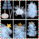 Hungdao 3 Set DIY Christmas Tree Craft Kit Christmas Tabletop Decorations 12 Inch Tulle Christmas Tree with Light Christmas Tree Centerpieces for Table for Christmas Birthday Holiday Women Decor