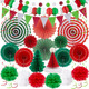 Christmas Party Decoration Festival Set - Huryfox 33pcs Birthday Bunting Decorations Paper Pom Poms Supplies Garland Hanging Honeycomb Balls Suitable for Halloween Garden Indoor Home Décor