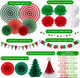 Christmas Party Decoration Festival Set - Huryfox 33pcs Birthday Bunting Decorations Paper Pom Poms Supplies Garland Hanging Honeycomb Balls Suitable for Halloween Garden Indoor Home Décor