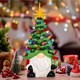 Ceramic Christmas Trees That Light Up Christmas Gnomes, 12" Gnome Christmas Tree with 46 Lights, Small Tabletop Christmas Tree Gnome Christmas Decorations for Home Room Fireplace (Green)