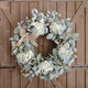 Idyllic 20 Inch Lambs Ears Leaves Everyday Wreath with Ivory Hydrangea and Cream Berries, Spring Summer Greenery Wreath with Burlap Ribbon Bow Knot for Doors, Rustic and Farmhouse Style Home Decor