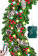[ Timer & 8 Modes ] 9 Foot by 10 Inch Christmas Garland Decorations 50 LED Colorful Lights Battery Operated Lighted Garland 300 Branches 198 Red Berries 18 Pinecone Prelit Xmas Garland Indoor Outdoor