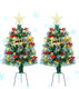 2.6FT Outdoor Pathway Christmas Trees Lighted Battery Powered,Small Artificial Christmas Tree Snow Flocked,Pre-Lit Christmas Pine Trees for Grave,Porch (2PACK)