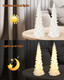 iStatue Tabletop Christmas Tree Decoration 8.3'' Tall - Set of 2 Mini White Resin LED Trees with Intricate Details Figurines - Indoor Holiday Light Decor and Xmas (Trees)