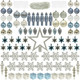 ITART 115pcs Christmas Tree Ornaments Assortment Dusty Blue Cream Gold Including Star Tree Topper Balls Large Snowflakes Pine Cone Nutcracker Figurines Bead Garland for Christmas Tree Decor