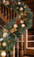 9ft Pre Lit Garland Christmas with Ornaments and 50 Led Lights, Lighted Gold Christmas Garlands for Table Fireplace Stairs Railing Indoor Outdoor Xmas Holiday Garland Battery Operated