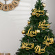 12 Pieces Christmas Wood Signs Christmas Joy Believe Peace Merry Love Noel Wood Cutout, Christmas Plate Ornament, Christmas Wreath Sign Garland Ornament, Christmas Tree Decor (Gold)