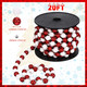 Jetec Christmas Candy Garland Multi Color Glitter Beaded Garland Candy Beads Tree Garland Red and White Plastic Beads Garland for Fireplace Christmas Tree Decorations(20 ft,White, Red, Silver)