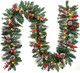 9FT Christmas Garland Decoration ，Battery Operated Lighted Garland with Pine Cones Red Berries Lush Branches，50 LED Lights 8 Modes，Christmas Decorations