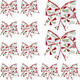 12 Pcs Red Green Christmas Bows, 5.9“ Christmas Tree Candy Wreaths Bows, Xmas Elf Tree Dot Bows Peppermint Garland Ribbon Ornaments Santa Decorations for Home Party Crafts Wrap(White)