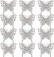 12 PCS Glitter Butterfly Christmas Tree Ornaments, Hollow-Out Butterfly Christmas Decoration with Clips, Craft Xmas Ornaments, Christmas Tree, Wreath, Garland, Home Decorations, Silver
