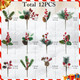 12Pcs Versatile Artificial Holly Red Berry Stems,Silk Artificial Pine Cone Picks Christmas Stems, Mini Artificial Pine Tree for Christmas Party Flower Wreaths Winter Holiday Decorations