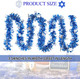 33ft Hanukkah Tinsel Garland, Blue Silver Metallic Twisted Tinsel Garland with Dreidel Star of David Hanging Garland Decoration for Chanukah Party Tree Fireplace Mantle Home Party Decor