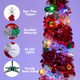 Joiedomi 5 FT Pre-Lit Tinsel Christmas Tree, Collapsible Tree with 50 Multicolor LED Lights, Ball Ornaments for Home Holiday Christmas Party Indoor Decoration (Red and Silver)