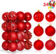 JOIEDOMI 24 Pcs Red Christmas Balls Ornaments Set, 2.36" Christmas Tree Ornaments Shatterproof, Christmas Balls Hanging Decorations for Xmas Tree Wreath Garland Holiday Wedding Indoor Party Decor