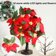 18 LED Poinsettia Tree Lamp Artificial Red Flower Led Tree Light with 8 Lighting Modes USB/Battery Operated for Home Christmas Festival Decoration (Warm White)