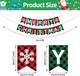 Merry Christmas Banner, Red Green Buffalo Plaid Check Holiday Garland, Rustic Snowflake and Letter Bunting, Fun Wall Mantel Hanging Christmas Decorations for Home, Office, and Xmas Party Supplies